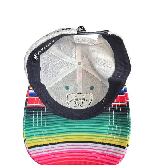 Ariat Striped Logo Snapback Hat One Size Multicolor Mesh Back - Picture 7 of 7